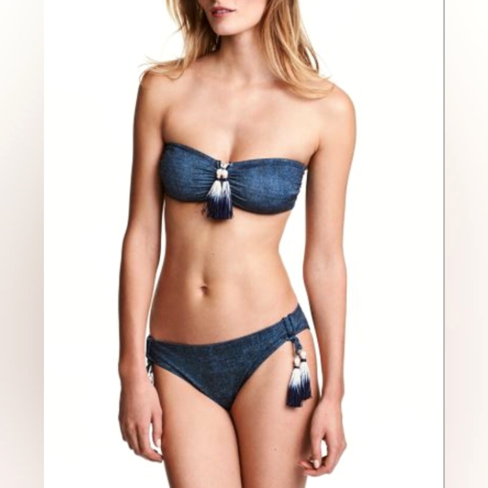 Stylish Blue Tassel Bikini Set